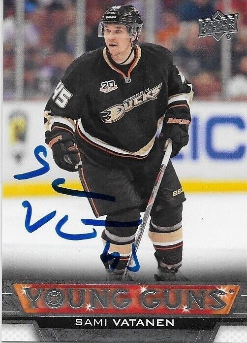 Autographed 2013-14 UD Anaheim Ducks Young Guns Sami Vatanen Rookie Card