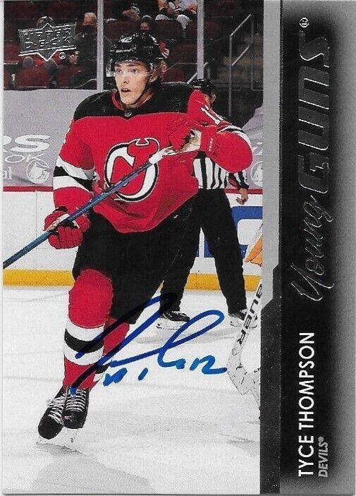 Autographed 21-22 Upper Deck New Jersey Devils Young Guns Tyce Thompson Card