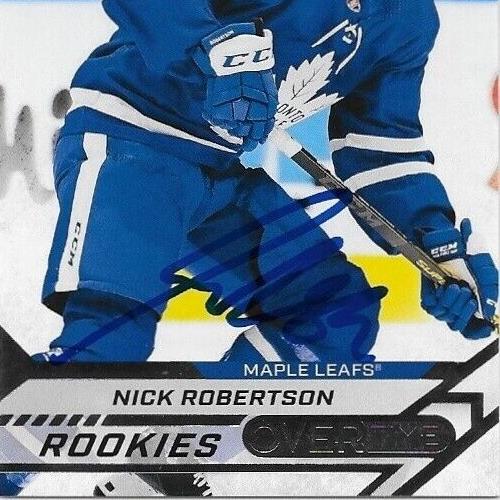Carte de recrue Nick Robertson autographiée 20/21 UD Overtime Hockey Original Silver