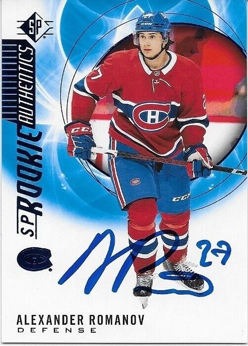 Autographed 20/21 UD SP Hockey Alexander Romanov Montreal Canadiens Rookie Card