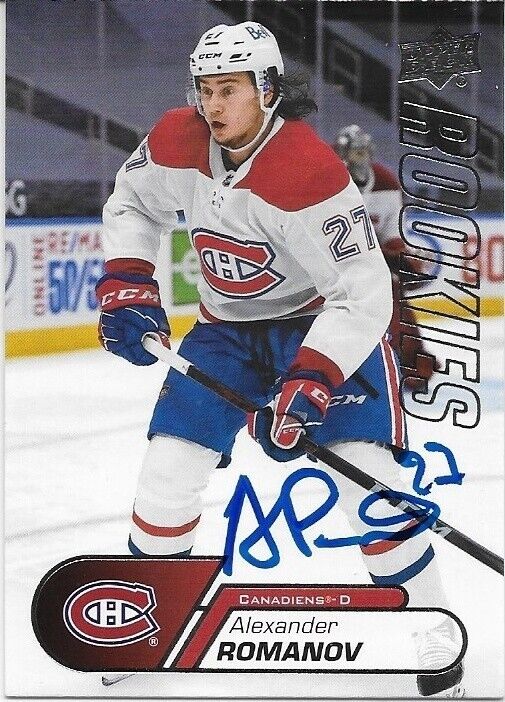 Autographed 20/21 UD Rookie Box Set Alexander Romanov Montreal Canadiens Card
