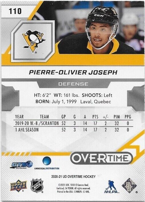 Autographed 20/21 UD Overtime 6 Card Lot Kurashev Beaudin Robertson Joseph Evans