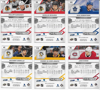 Autographed 20/21 UD Overtime 6 Card Lot Kurashev Beaudin Robertson Joseph Evans