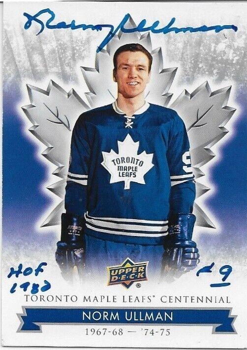 Autographed 2017-18 UD Centennial Toronto Maple Leafs Norm Ullman Card Original