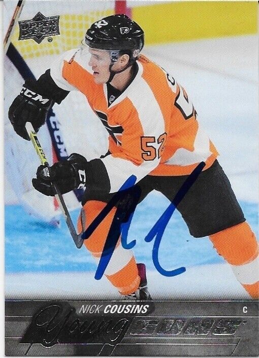 Autographed 15-16 Upper Deck Philadelphia Flyers Nick Cousins Young Guns Card