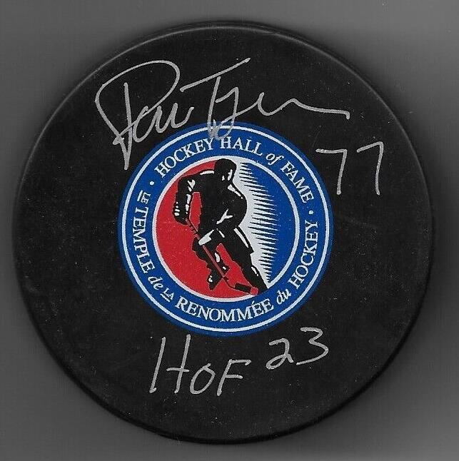 Signed Pierre Turgeon Hockey Hall of Fame Puck HOF 23 Inscription JSA Authentic
