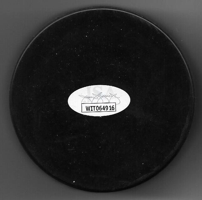 Signed Pierre Turgeon Hockey Hall of Fame Puck HOF 23 Inscription JSA Authentic