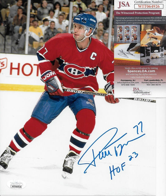 Signed Pierre Turgeon Montreal Canadiens 8x10 Photo #2 Inscribed HOF 23 with JSA