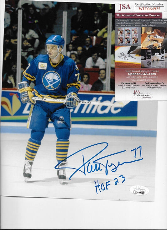 Signed Pierre Turgeon Buffalo Sabres 8x10 Photo #15 Inscribed HOF 23 with JSA