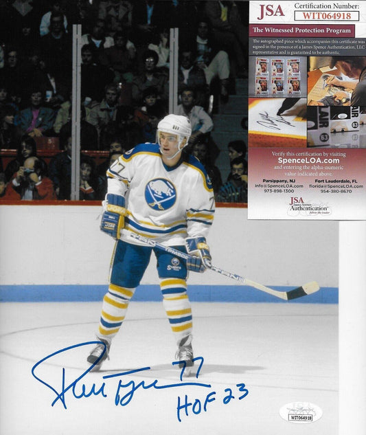 Signed Pierre Turgeon Buffalo Sabres 8x10 Photo #16 Inscribed HOF 23 with JSA