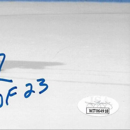 Photo 8x10 signée Pierre Turgeon Buffalo Sabres #16 avec inscription HOF 23 et JSA
