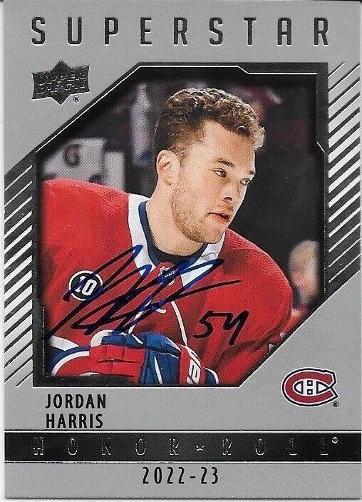 Autographed 22/23 Upper Deck Honor Roll Jordan Harris Montreal Canadiens Card