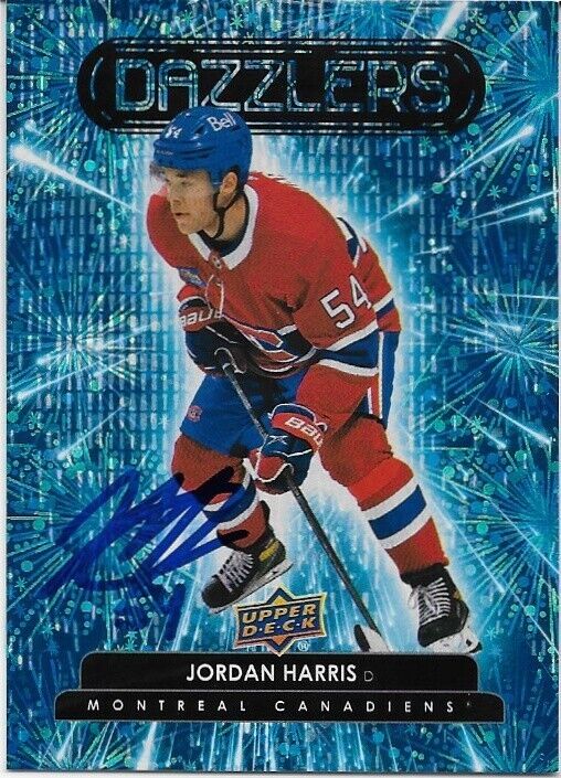 Autographed 22/23 Upper Deck Dazzlers Jordan Harris Montreal Canadiens Card
