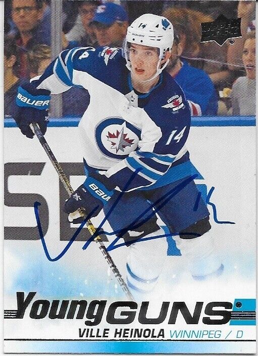Autographed 2019-20 UD Winnipeg Jets Young Guns Ville Heinola Rookie Card