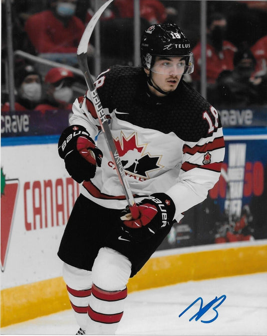 Autographed Oilers Prospect Xavier Bourgault Team Canada 8x10 Photo #2 Original