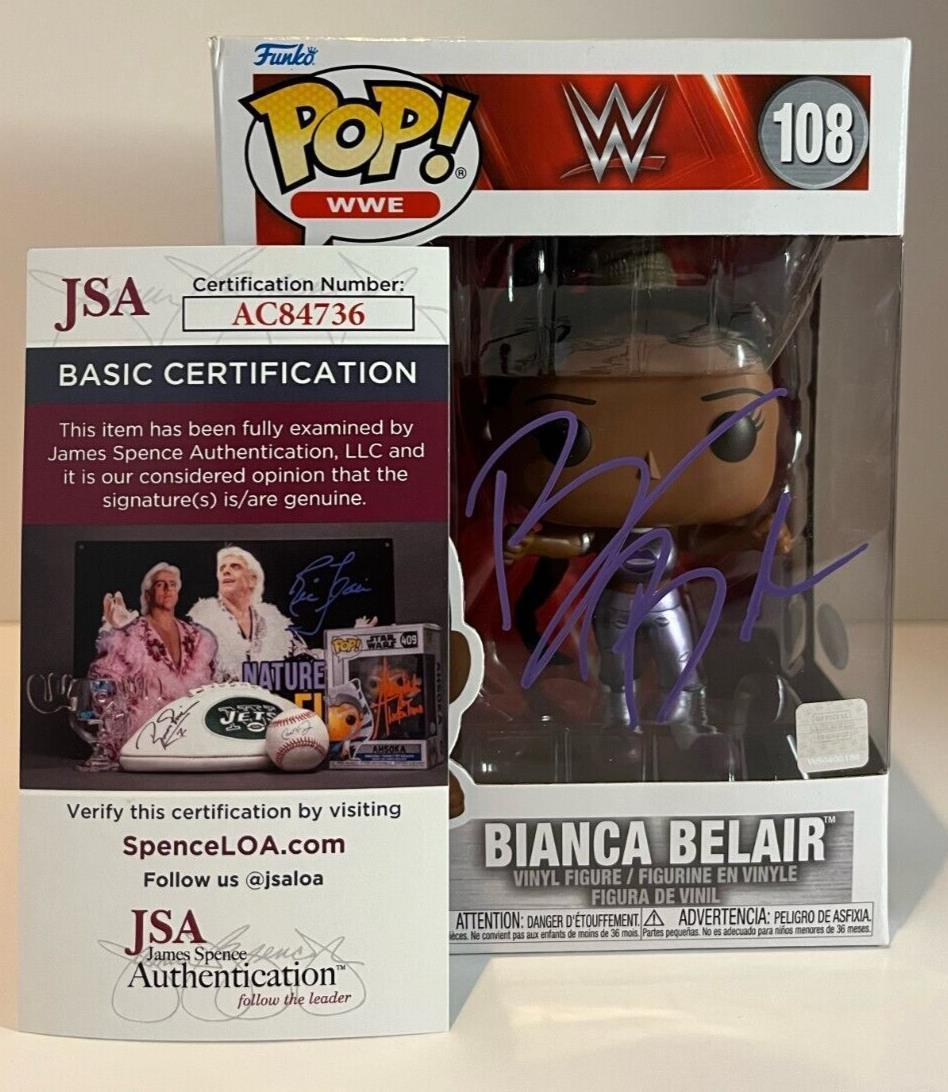 Pop Funko WWE JSA Wrestling 2 dédicacé par Bianca Belair