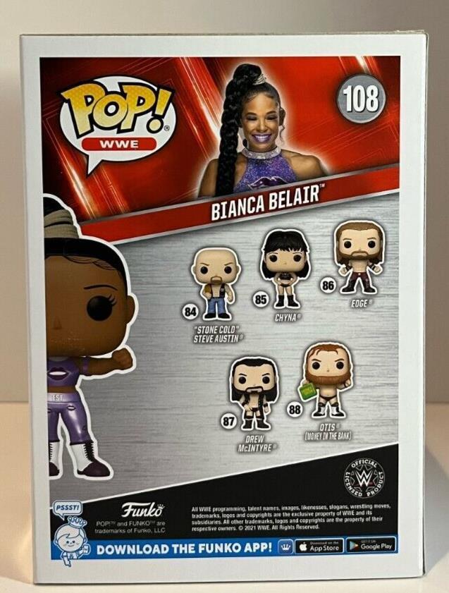 Pop Funko WWE JSA Wrestling 2 dédicacé par Bianca Belair