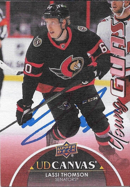 Carte de recrue autographiée 21-22 des Sénateurs d'Ottawa Young Guns Lassi Thomson en toile