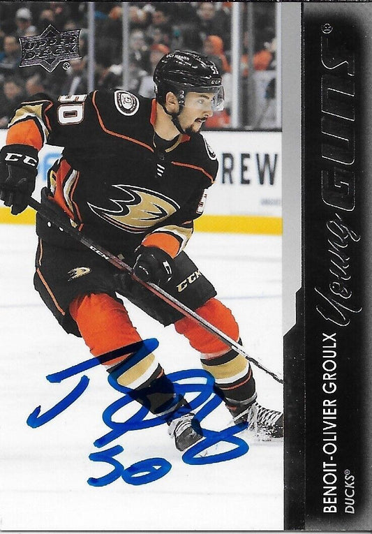 Signed Benoit Olivier Giroux 21-22 Anaheim Ducks UD Young Guns Rookie Card #1