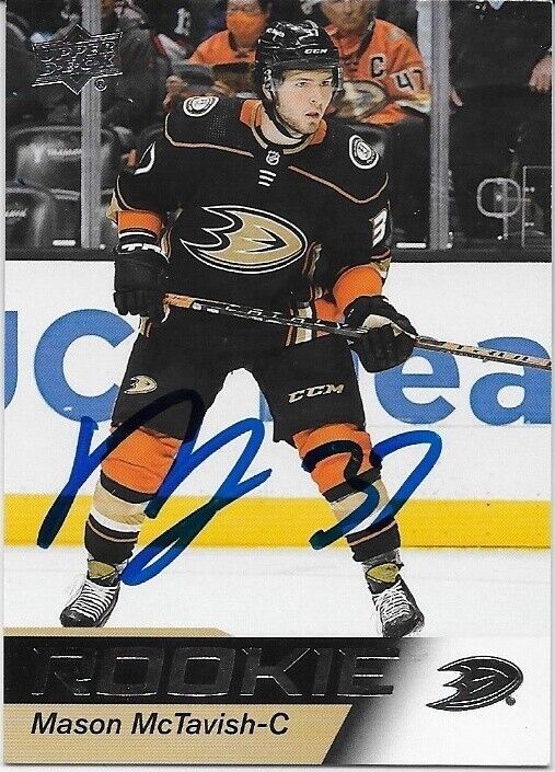 Autographed 2021-22 UD NHL Star Rookies Anaheim Ducks Mason McTavish Rookie Card