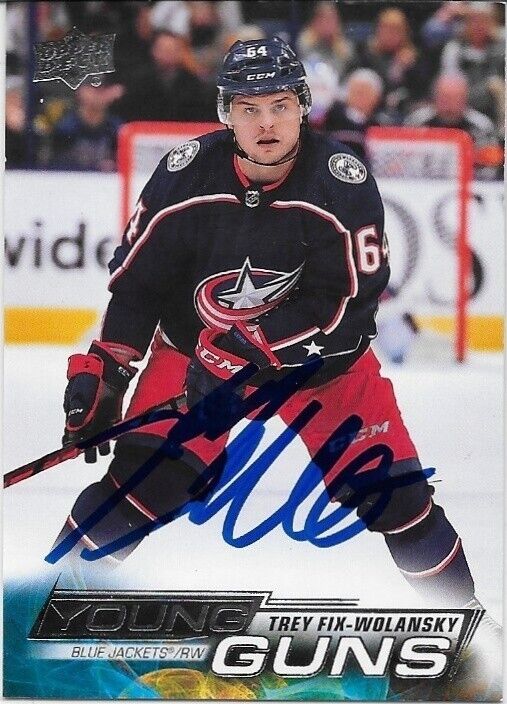 Autographed 22-23 UD Columbus Blue Jackets Trey Fix Wolansky Young Guns Card
