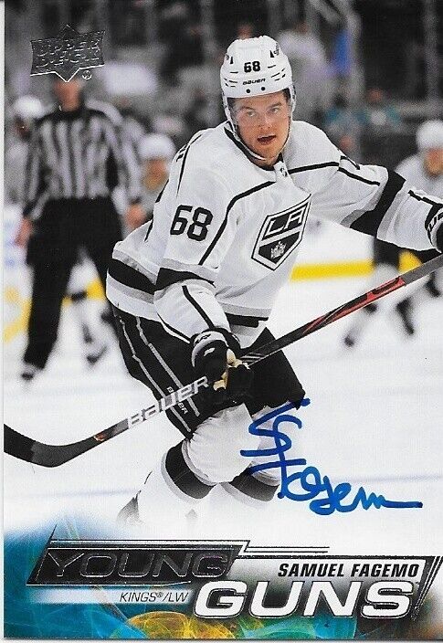 Autographed 2022-23 UD Los Angeles Kings Young Guns Samuel Fagemo Rookie Card