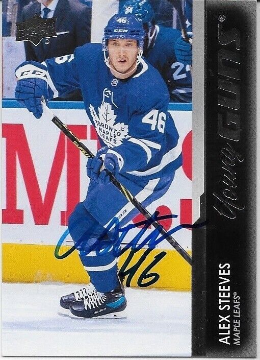 Autographed 2021-22 UD Toronto Maple Leafs Alex Steeves Young Guns Rookie Card