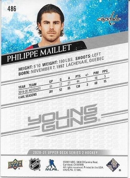 Autographed 20-21 UD Washington Capitals Philippe Young Guns  Rookie Card