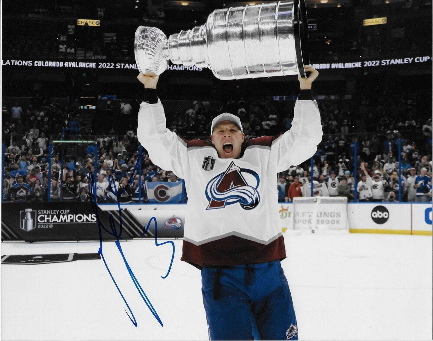 Autographed Colorado Avalanche Jack Johnson Stanley Cup 8x10 Photo #1 Original
