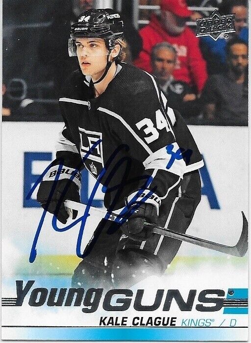 Autographed 2019-20 UD Los Angeles Kings Young Guns Kale Clague Rookie Card