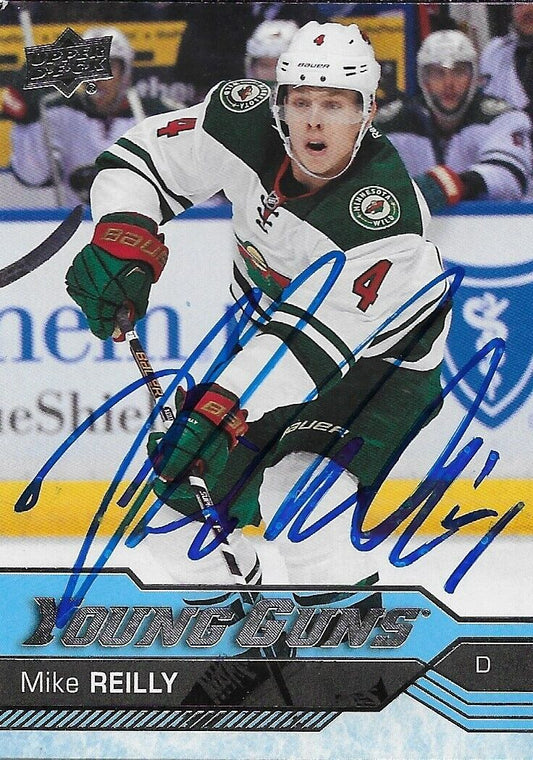 Autographed 2016-17 UD Minnesota Wild Young Guns Mike Reilly Rookie Card