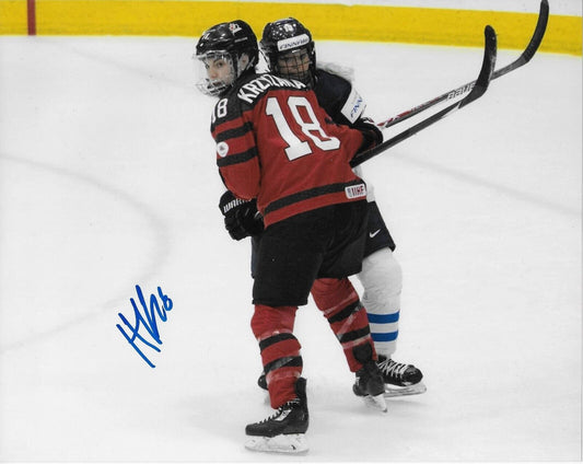 Signed Halli Krzyzaniak Team Canada Womens Hockey 8x10 Photo #2 Original