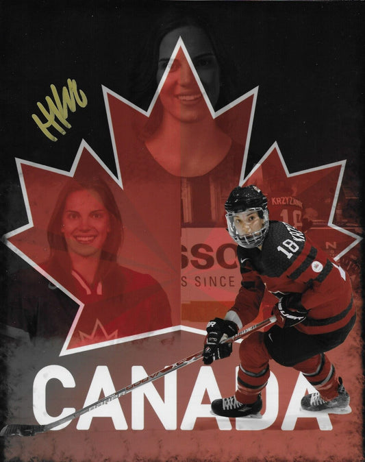 Photo originale signée Halli Krzyzaniak de l'équipe canadienne de hockey féminin 8x10 #3