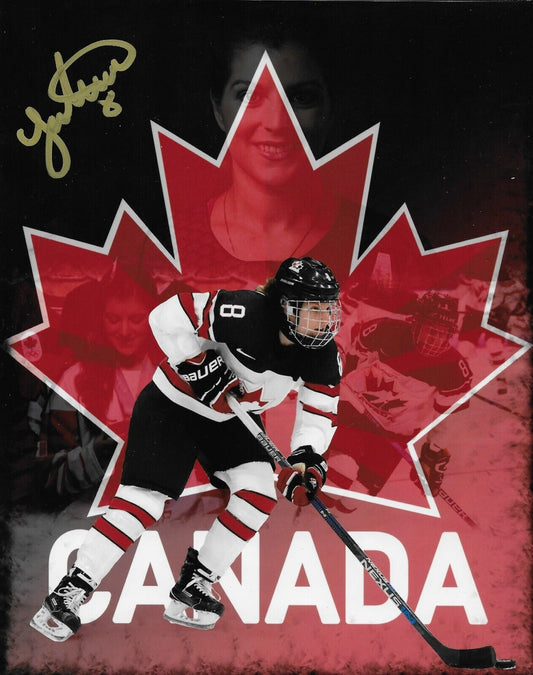 Photo autographiée de l'équipe canadienne de hockey féminin de Laura Fortino, 8x10, 3 originales
