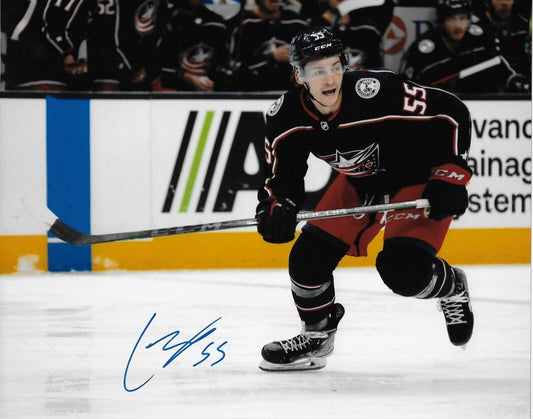 Photo 8x10 autographiée par Carson Meyer des Blue Jackets de Columbus #1