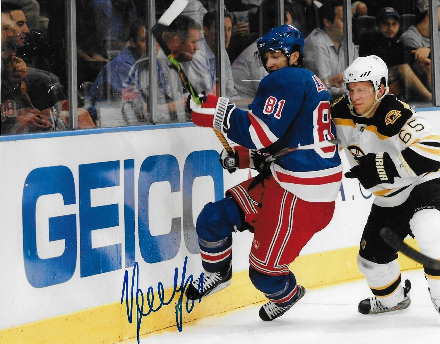 Signed  Enver Lisin New York Rangers 8x10 Photo Original SMALL SMUDGE
