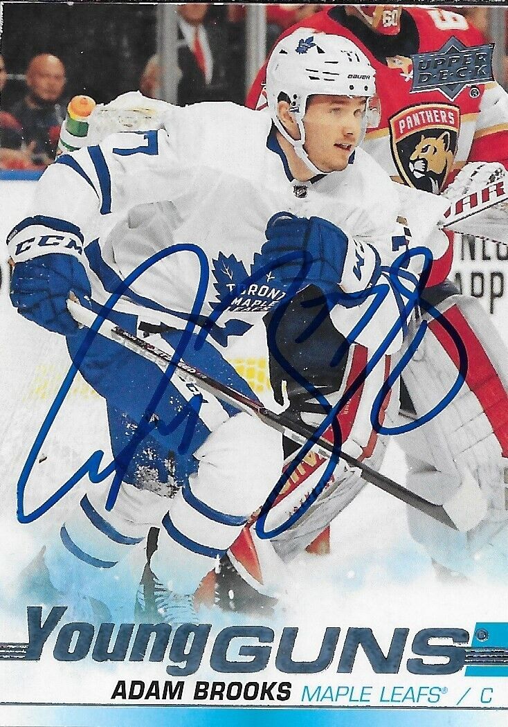 Carte de recrue Young Guns des Maple Leafs de Toronto signée Adam Brooks 2019-20
