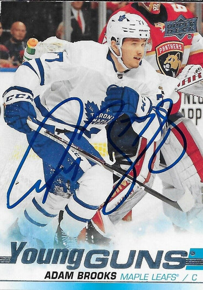 Carte de recrue Young Guns des Maple Leafs de Toronto signée Adam Brooks 2019-20