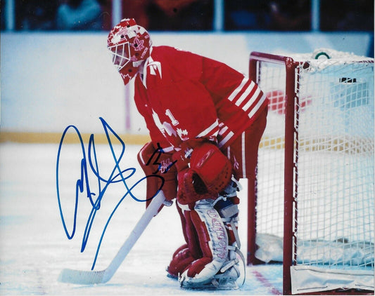 Signed Corey Hirsch Vancouver Canucks Goalie Team Canada 8x10 Photo #1 Original