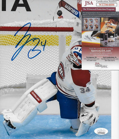 Photo 8x10 signée par Jake Allen, Canadiens de Montréal, n° 22, signature privée avec JSA