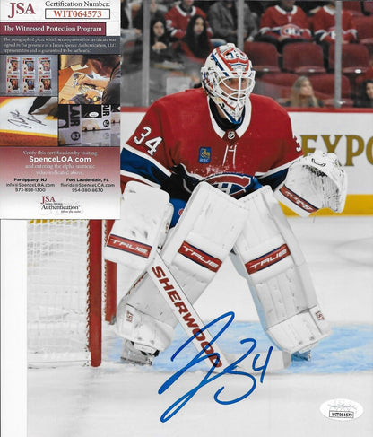 Photo 8x10 signée par Jake Allen, Canadiens de Montréal, n° 16, séance privée avec JSA