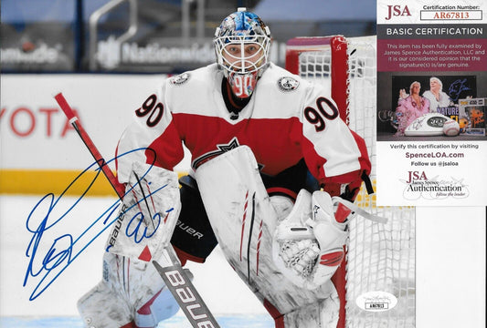 Signed Elvis Merzlikins Columbus Blue Jackets Autographed 8x10 Photo #1 with JSA