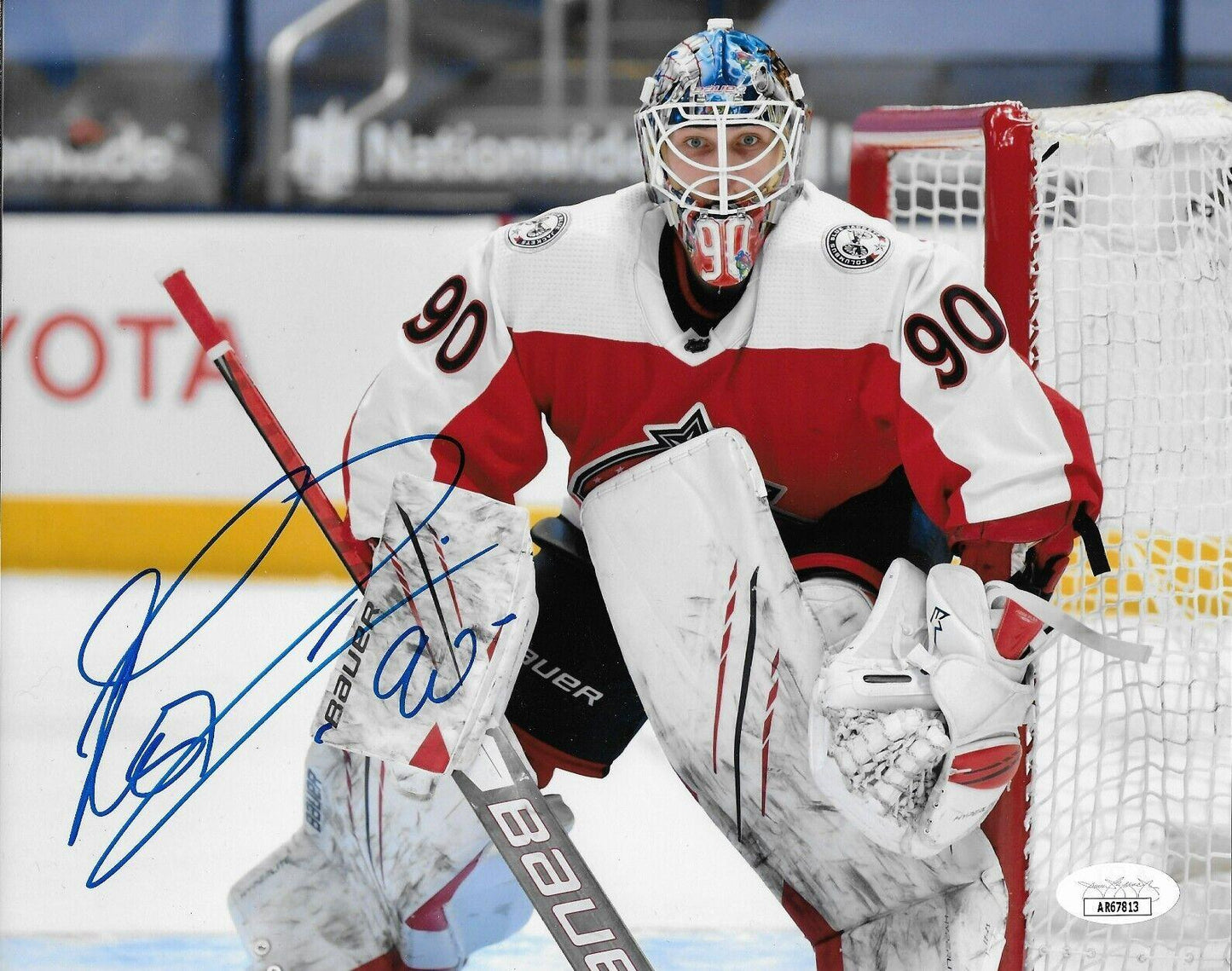 Signed Elvis Merzlikins Columbus Blue Jackets Autographed 8x10 Photo #1 with JSA