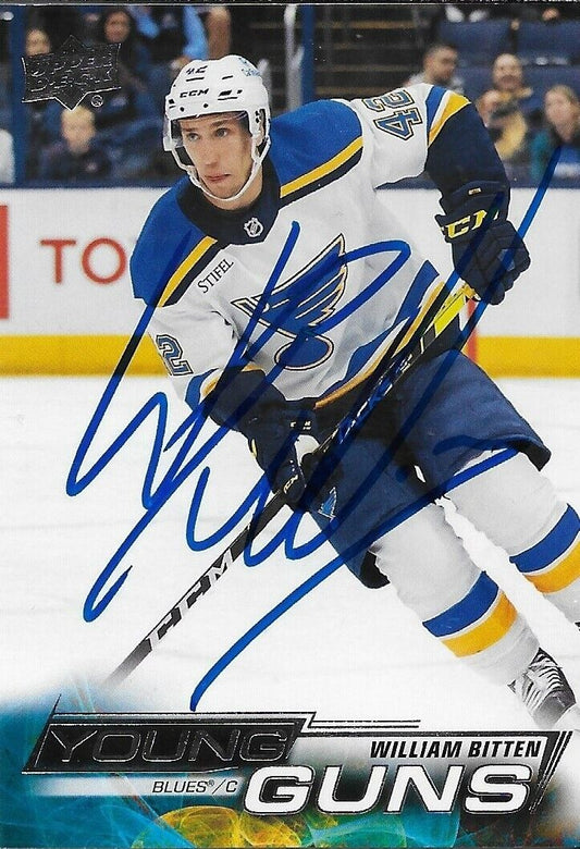 Signed William Bitten 2022-23 UD St. Louis Blues Young Guns Rookie Card
