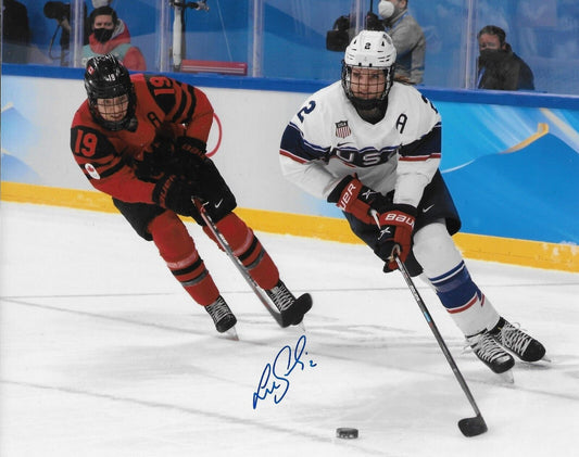 Signed Lee Stecklein Team USA Womens Hockey Olympics 8x10 Photo #4 Original