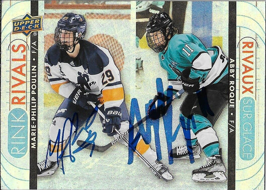 Signed Marie Philip Poulin Abby Roque 23/24 Upper Deck Tim Hortons Card Original