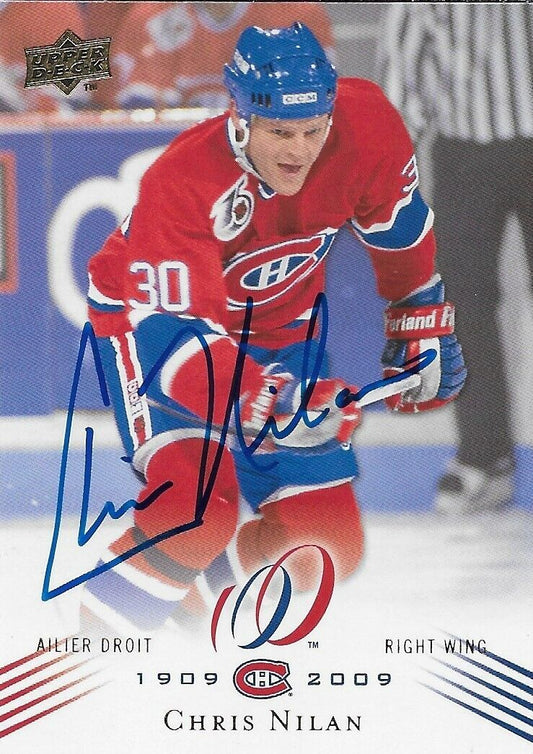 Signed Chris Nilan 2008-09 UD Montreal Canadiens Centennial Card Original
