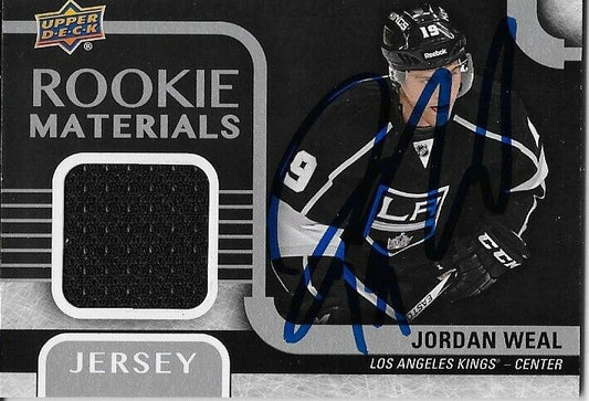 Carte signée Jordan Weal 15/16 UD Rookie Materials Los Angeles Kings Original