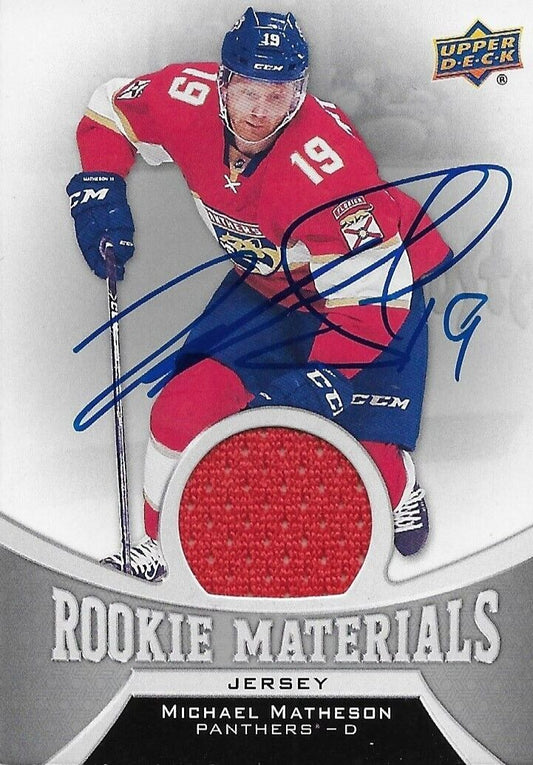 Carte signée Mike Matheson 16/17 UD Rookie Materials Florida Panthers RM-MI