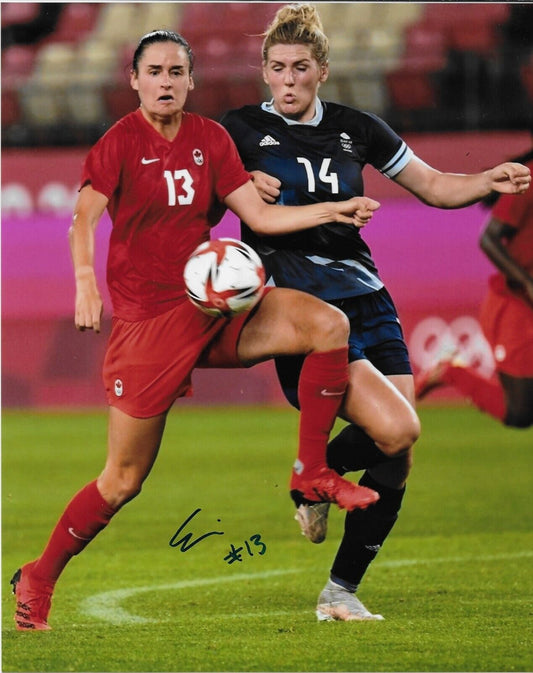 Signed Evelyne Viens Team Canada Soccer Gold 2020 Tokyo Olympics 8x10 Photo #1